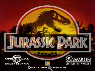 Jurassic Park title screen for Super Nintendo